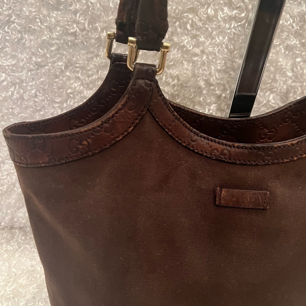 GUCCI Shoulder Bag Tote 279153 Canvas Leather Trim - Picture 2 of 15